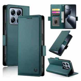 For Xiaomi 14T Pro Side Buckle Magnetic Frosted Leather Phone Case(Dark Green)