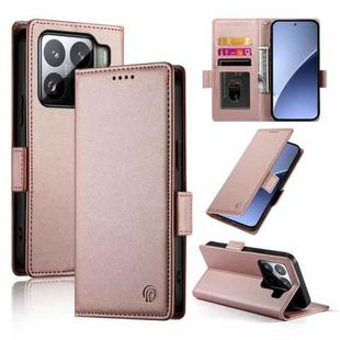 For Xiaomi 15 Side Buckle Magnetic Frosted Leather Phone Case(Rose Gold)