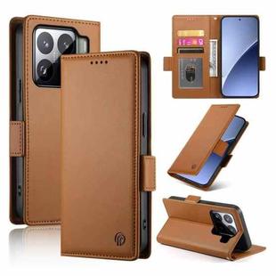 For Xiaomi 15 Side Buckle Magnetic Frosted Leather Phone Case(Brown)