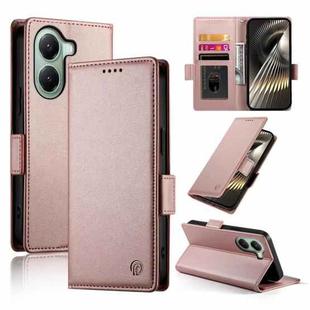 For Xiaomi Poco X7 Pro / Redmi Turbo 4 Side Buckle Magnetic Frosted Leather Phone Case(Rose Gold)