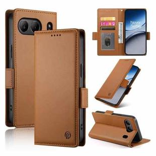 For OnePlus Nord 4 5G Side Buckle Magnetic Frosted Leather Phone Case(Brown)