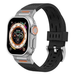 For Apple Watch 46mm / 49mm / 45mm / 44mm Trailblazer Oval Holes Silicone Watch Band(Black)