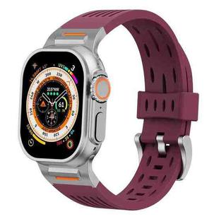 For Apple Watch 46mm / 49mm / 45mm / 44mm Trailblazer Oval Holes Silicone Watch Band(Wine Red)