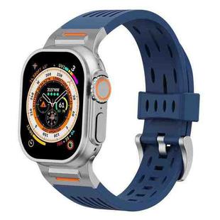 For Apple Watch 46mm / 49mm / 45mm / 44mm Trailblazer Oval Holes Silicone Watch Band(Midnight Blue)