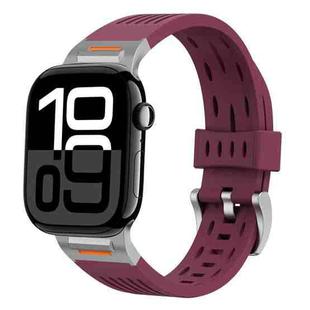 For Apple Watch 42mm / 41mm / 40mm / 38mm Trailblazer Oval Holes Silicone Watch Band(Wine Red)