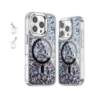 For iPhone 16 Pro Epoxy Glitter MagSafe Magnetic TPU Phone Case(Black)