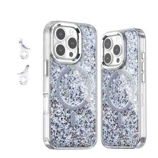 For iPhone 16 Pro Epoxy Glitter MagSafe Magnetic TPU Phone Case(White)