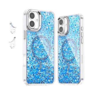 For iPhone 16 Plus Epoxy Glitter MagSafe Magnetic TPU Phone Case(Blue)