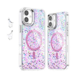 For iPhone 16 Plus Epoxy Glitter MagSafe Magnetic TPU Phone Case(Pink)