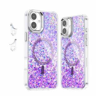 For iPhone 16 Plus Epoxy Glitter MagSafe Magnetic TPU Phone Case(Purple)