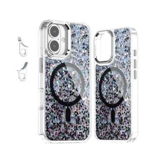 For iPhone 16 Epoxy Glitter MagSafe Magnetic TPU Phone Case(Black)