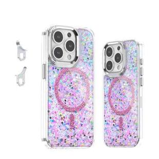 For iPhone 15 Pro Max Epoxy Glitter MagSafe Magnetic TPU Phone Case(Pink)