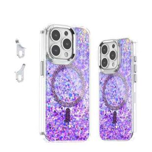 For iPhone 15 Pro Max Epoxy Glitter MagSafe Magnetic TPU Phone Case(Purple)