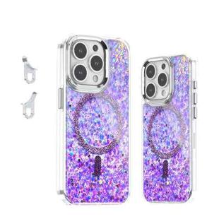 For iPhone 15 Pro Epoxy Glitter MagSafe Magnetic TPU Phone Case(Purple)