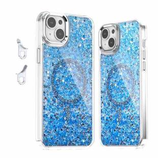 For iPhone 15 Plus Epoxy Glitter MagSafe Magnetic TPU Phone Case(Blue)