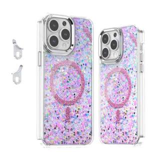 For iPhone 14 Pro Max Epoxy Glitter MagSafe Magnetic TPU Phone Case(Pink)