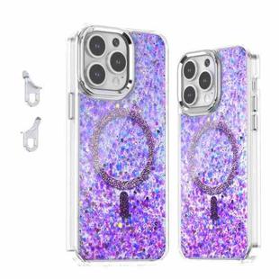 For iPhone 14 Pro Max Epoxy Glitter MagSafe Magnetic TPU Phone Case(Purple)