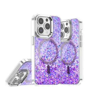 For iPhone 14 Pro Epoxy Glitter MagSafe Magnetic TPU Phone Case(Purple)