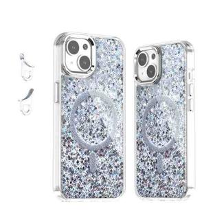 For iPhone 14 / 13 Epoxy Glitter MagSafe Magnetic TPU Phone Case(White)