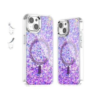 For iPhone 14 / 13 Epoxy Glitter MagSafe Magnetic TPU Phone Case(Purple)