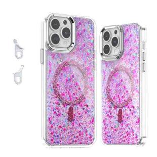 For iPhone 13 Pro Max Epoxy Glitter MagSafe Magnetic TPU Phone Case(Plum Red)