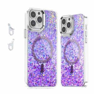 For iPhone 13 Pro Max Epoxy Glitter MagSafe Magnetic TPU Phone Case(Purple)