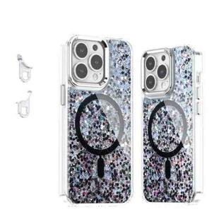 For iPhone 13 Pro Epoxy Glitter MagSafe Magnetic TPU Phone Case(Black)