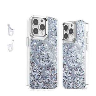 For iPhone 13 Pro Epoxy Glitter MagSafe Magnetic TPU Phone Case(White)