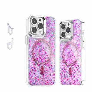 For iPhone 13 Pro Epoxy Glitter MagSafe Magnetic TPU Phone Case(Plum Red)