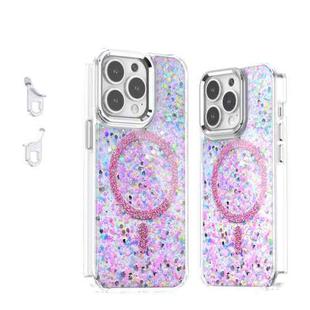 For iPhone 13 Pro Epoxy Glitter MagSafe Magnetic TPU Phone Case(Pink)