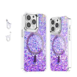 For iPhone 13 Pro Epoxy Glitter MagSafe Magnetic TPU Phone Case(Purple)