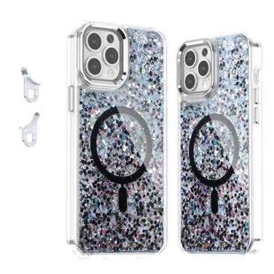 For iPhone 12 Pro Max Epoxy Glitter MagSafe Magnetic TPU Phone Case(Black)