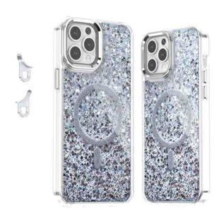 For iPhone 12 Pro Max Epoxy Glitter MagSafe Magnetic TPU Phone Case(White)