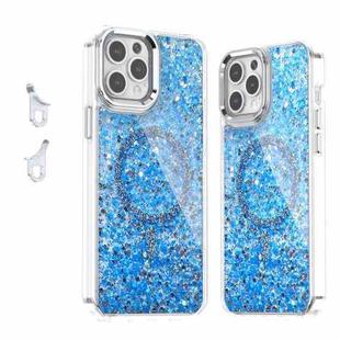 For iPhone 12 Pro Max Epoxy Glitter MagSafe Magnetic TPU Phone Case(Blue)