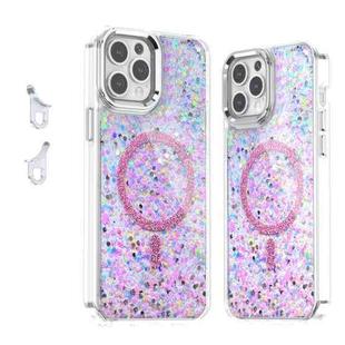 For iPhone 12 Pro Max Epoxy Glitter MagSafe Magnetic TPU Phone Case(Pink)