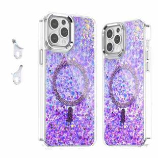 For iPhone 12 Pro Max Epoxy Glitter MagSafe Magnetic TPU Phone Case(Purple)