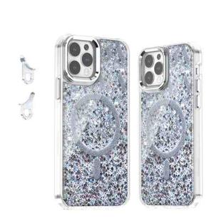 For iPhone 12 / 12 Pro Epoxy Glitter MagSafe Magnetic TPU Phone Case(White)