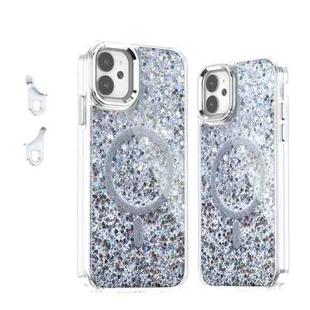 For iPhone 11 Epoxy Glitter MagSafe Magnetic TPU Phone Case(White)