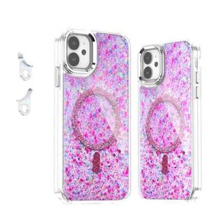 For iPhone 11 Epoxy Glitter MagSafe Magnetic TPU Phone Case(Plum Red)