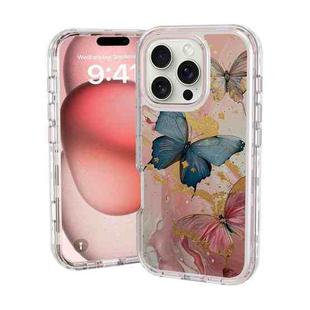 For iPhone 16 Pro Small Fresh Sticker PC + TPU Shockproof Phone Case(Butterfly)