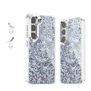 For Samsung Galaxy S23 5G Epoxy Glitter MagSafe Magnetic TPU Phone Case(White)