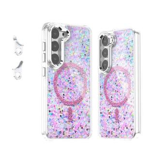 For Samsung Galaxy S23 5G Epoxy Glitter MagSafe Magnetic TPU Phone Case(Pink)