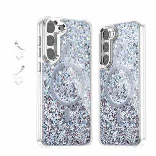 For Samsung Galaxy S23+ 5G Epoxy Glitter MagSafe Magnetic TPU Phone Case(White)