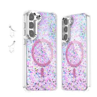 For Samsung Galaxy S23+ 5G Epoxy Glitter MagSafe Magnetic TPU Phone Case(Pink)