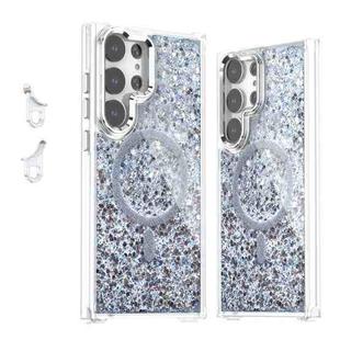For Samsung Galaxy S23 Ultra 5G Epoxy Glitter MagSafe Magnetic TPU Phone Case(White)