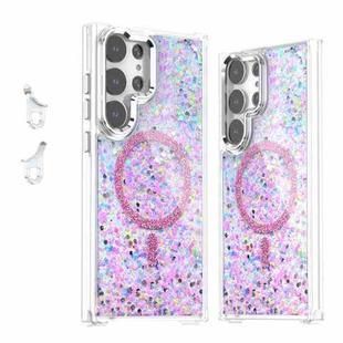 For Samsung Galaxy S23 Ultra 5G Epoxy Glitter MagSafe Magnetic TPU Phone Case(Pink)