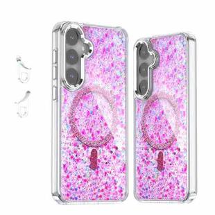 For Samsung Galaxy S24+ 5G Epoxy Glitter MagSafe Magnetic TPU Phone Case(Plum Red)