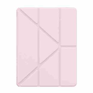 For iPad Pro 13 2024 Baseus Minimalist Series Y-shaped Tri-fold Leather Tablet Case(Pink)