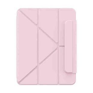 For iPad Pro 13 2024 Baseus Minimalist Series Y-shaped Tri-fold Magnetic Leather Tablet Case(Pink)