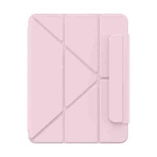 For iPad Air 13 2024 Baseus Minimalist Series Y-shaped Tri-fold Magnetic Leather Tablet Case(Pink)